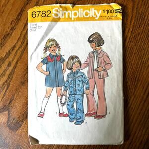Vintage 1970s Simplicity 6782 Sewing Pattern Size 6 Dress Shirt Pant COMPLETE